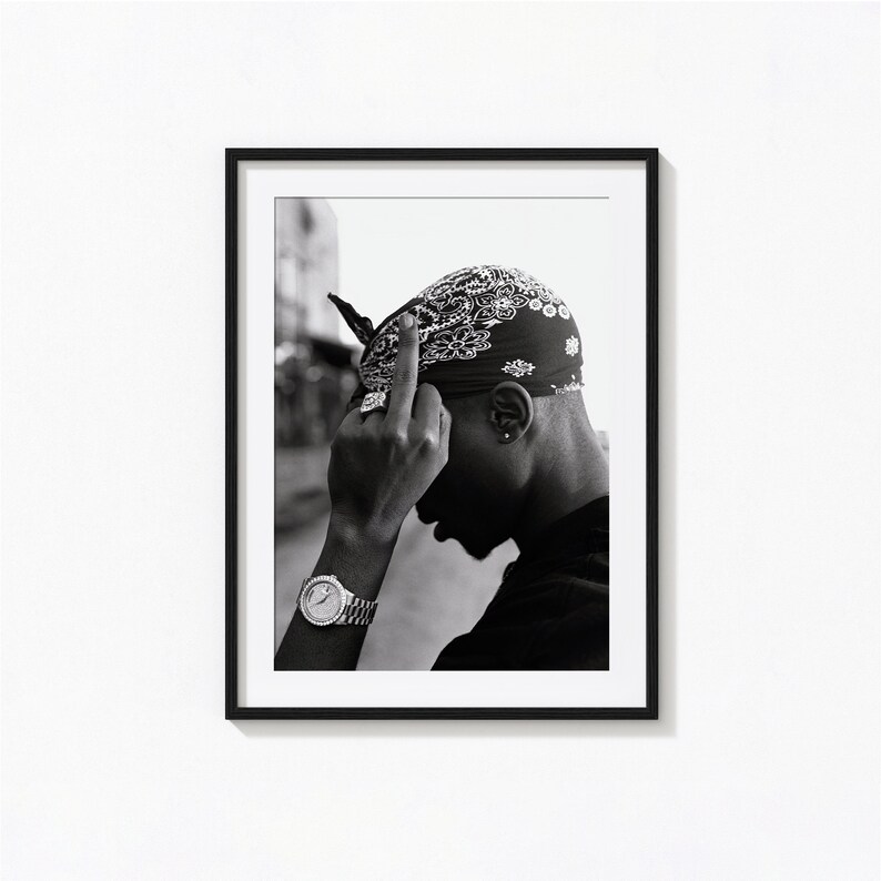 Tupac Shakur Print Hiphop Rap Poster 2pac Black and White - Etsy