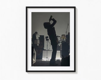 Matty Healy Drinking Beer Print, The 1975, Bar Cart Art Black and White Wall Art, Vintage Print, Photography Prints, Museum Quality Print