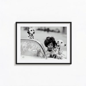Naomi Campbell with Dogs Print, Black and White Wall Art, Vintage Print, Photography Prints, Museum Quality Photo Art Print