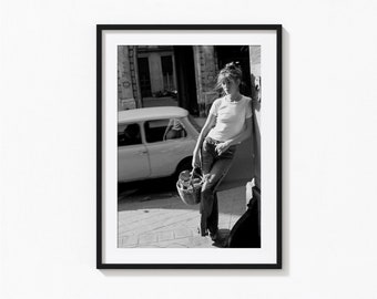 Jane Birkin Wicker Basket Print, Fashion Black and White Wall Art, Vintage Print, Photography Prints, Museum Quality Photo Art Print