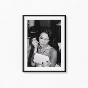 Bella Hadid Makeup Print, Teen Room Black and White Wall Art, Vintage Print, Photography Prints, Museum Quality Photo Print, Feminist Print