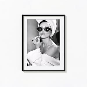 Audrey Hepburn Lipstick Print, Black and White Wall Art, Vintage Print, Photography Prints, Museum Quality Photo Print, Feminist Print