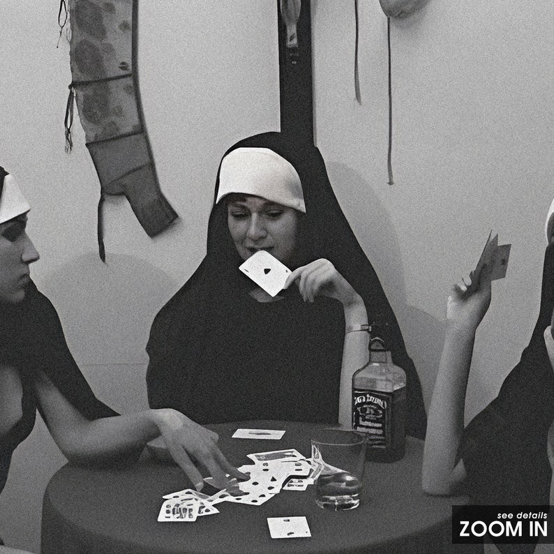 Nuns Cigarette Print, Smoking Nuns, Funny Vintage Black and White Wall Art, Vintage Print, Photography Prints, Museum Quality Print image 4