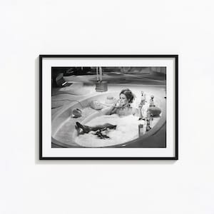 Brigitte Bardot Bathtub Print, Bathroom Poster, Black and White Wall Art, Vintage Print, Photography Prints, Museum Quality Photo Print imagem 1