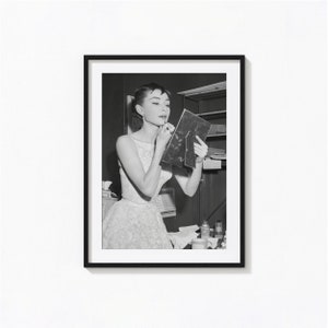 Audrey Hepburn Makeup Print, Black and White Wall Art, Vintage Print, Photography Prints, Museum Quality Photo Print, Feminist Print