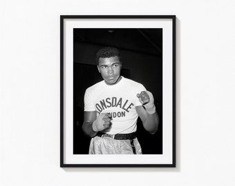 Muhammad Ali Print, Muhammad Ali schwarz weiß Wandkunst, Vintage Print, Fotografie Drucke, Foto Kunstdruck in Museumsqualität