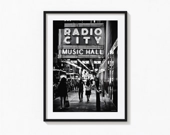 Radio City Music Hall, Times Square Print, Black and White Wall Art, Vintage Print, Photography Prints, Museum Quality Photo Art Print