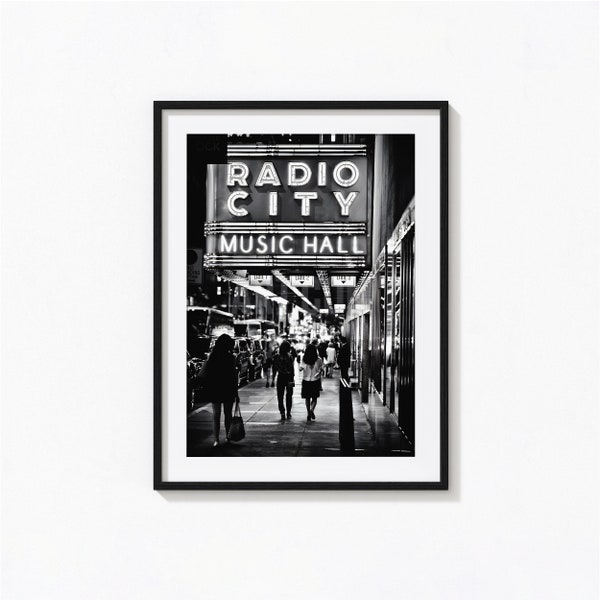 Radio City Music Hall, Times Square Print, Black and White Wall Art, Vintage Print, Photography Prints, Museum Quality Photo Art Print