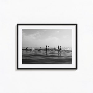Ocean Print Swimming Poster, Beach House Black and White Wall Art, Vintage Print, Photography Prints, Museum Quality Photo Art Print