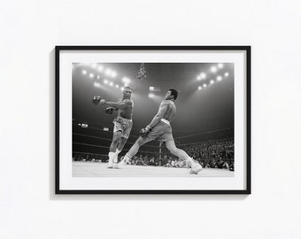 Muhammad Ali vs Joe Frazier Print, Muhammad Ali Black and White Wall Art, Vintage Print, Photography Prints, Museum Quality Photo Art Print