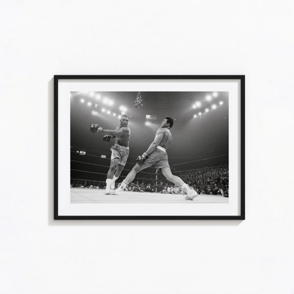 Muhammad Ali vs Joe Frazier Print, Muhammad Ali Black and White Wall Art, Vintage Print, Fotografie Prints, Museum Quality Photo Art Print