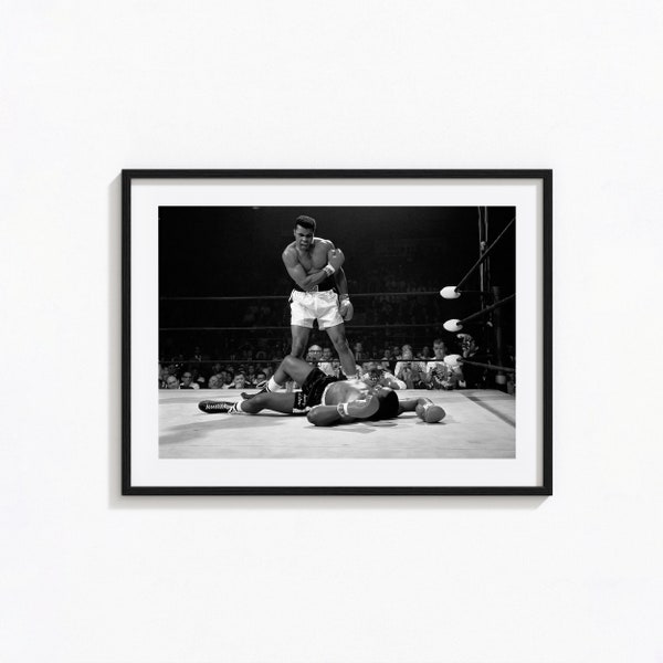 Muhammad Ali Print, Muhammad Ali vs Sonny Liston Black and White Wall Art, Vintage Print, Fotografie Prints, Museum Quality Photo Art Print