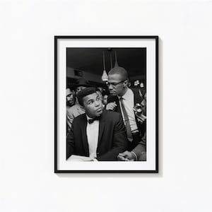 Muhammad Ali Print, Malcolm X Black and White Wall Art, Vintage Print, Photography Prints, Museum Quality Photo Art Print