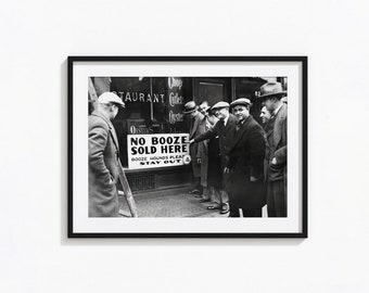 No Booze Sold Here Print, Prohibition, Pub Bar Print Black and White Wall Art, Vintage Print, Photography Prints, Museum Quality Photo Print