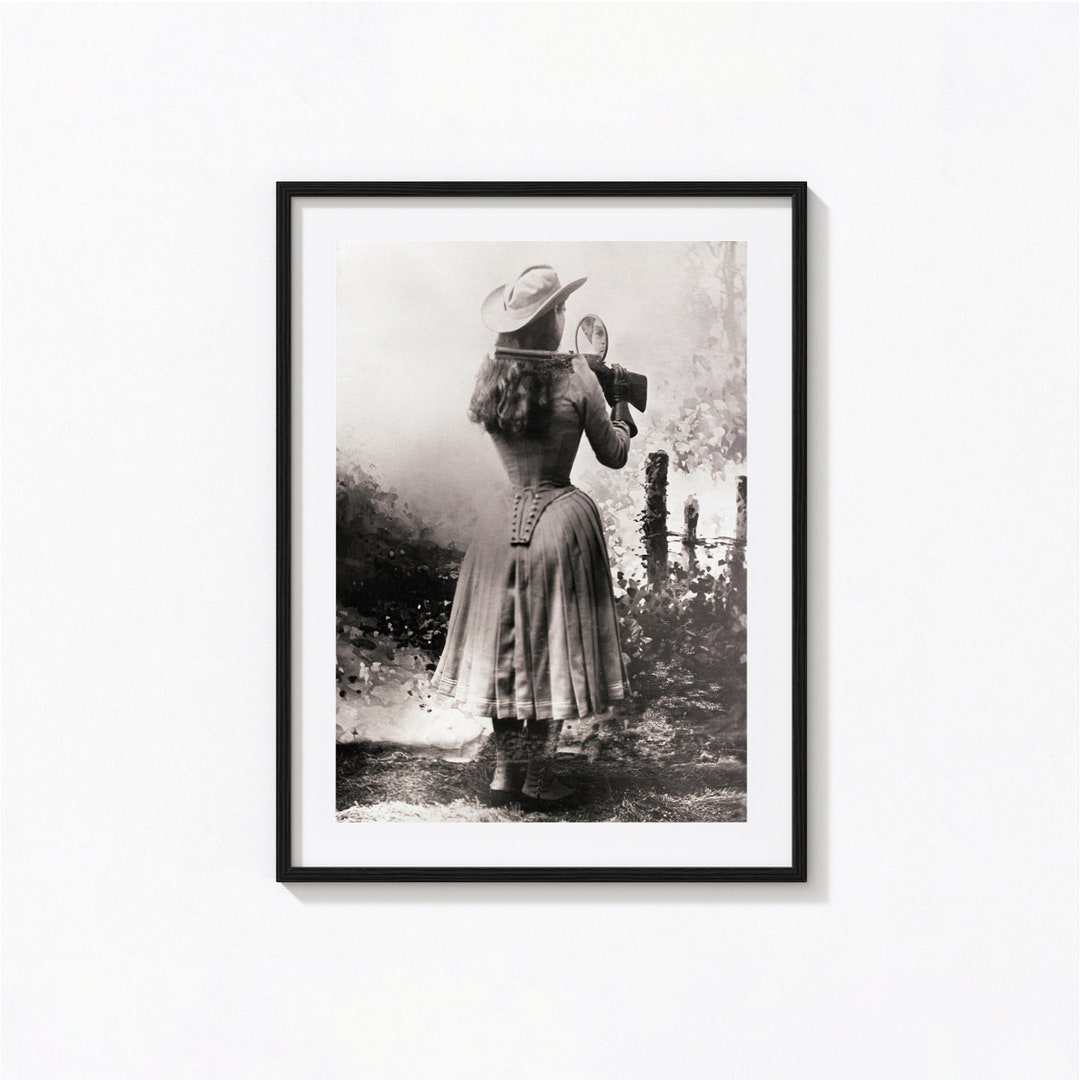Annie Oakley Print, Western Wall Decor, Black and White Wall Art ...
