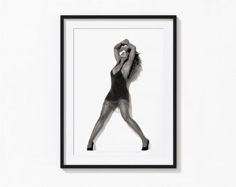 Tina Turner Print, RIP Tina Turner, schwarz und weiß Wandkunst, Vintage Print, Fotografie Drucke, Foto Kunstdruck in Museumsqualität