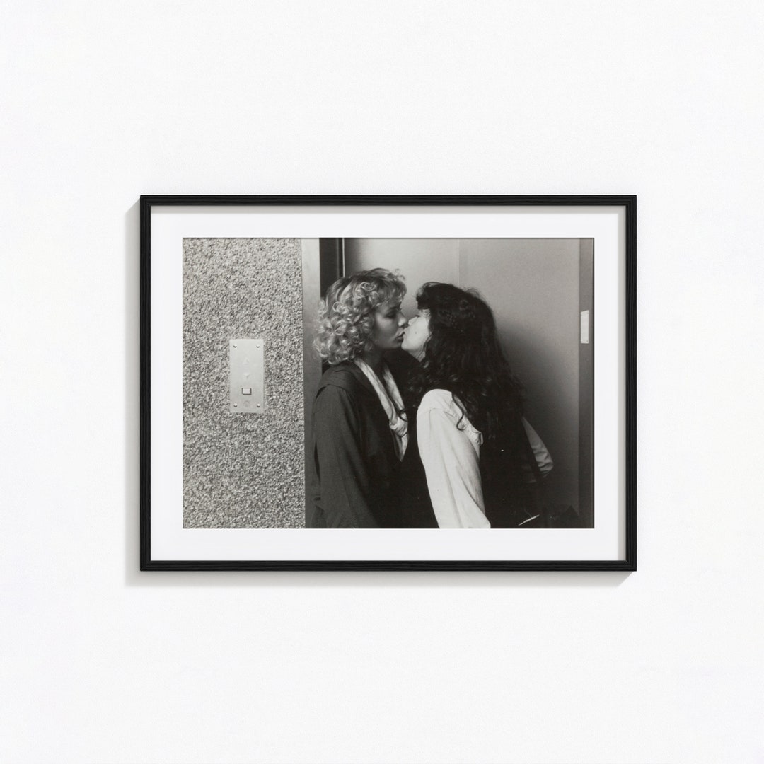 Vintage Lesbians Print Women Kissing Black And White Wall Art Vintage Print Photography