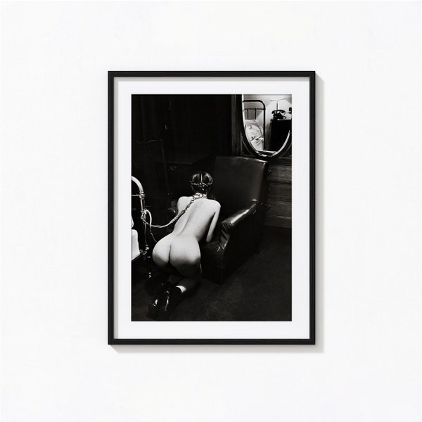 In My Hotel Room Poster, Helmut Newton, BDSM Black and White Wall Art, Vintage Print, Photography Prints, Museum Quality Photo Art Print