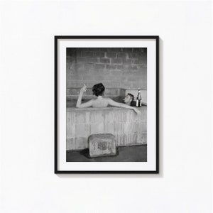 Steve McQueen and Wife Neile Adams Bath Tub Print, Black and White Wall Art, Vintage Print, Photography Prints, Museum Quality Photo Print