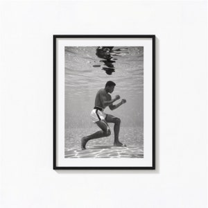 Muhammad Ali Print, Training Underwater, Black and White Wall Art, Vintage Print, Photography Prints, Museum Quality Photo Art Print