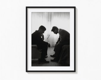 John F. Kennedy Conferring with His Brother Print, Black Black and White Wall Art, Vintage Print, Photography Prints, Museum Quality Print