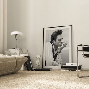 Johnny Cash Cigarette Poster, Music Black and White Wall Art, Vintage ...