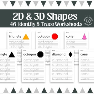 2D and 3D Shapes Worksheets for Kids, Printable Geometry Activities, Math Practice Special Education, Homeschool, Math Centers & Homework