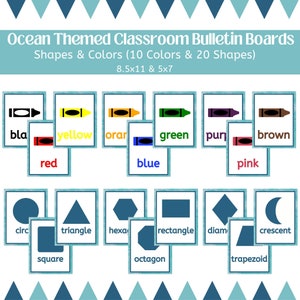 Ocean Bulletin Board, Under The Sea Theme, Classroom Display, Back To School, Ocean Animal Decor, Shapes, Colors, Sea Theme, Printable, UTS