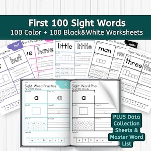 Sight Word Worksheets, Printable Kindergarten Learning, Early Reading & Writing Sheets, 100 High-Frequency Sight Word, Preschool, Special Ed