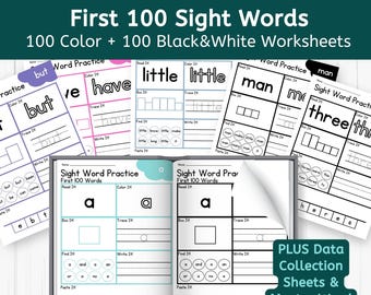 Sight Word Worksheets, Printable Kindergarten Learning, Early Reading & Writing Sheets, 100 High-Frequency Sight Word, Preschool, Special Ed