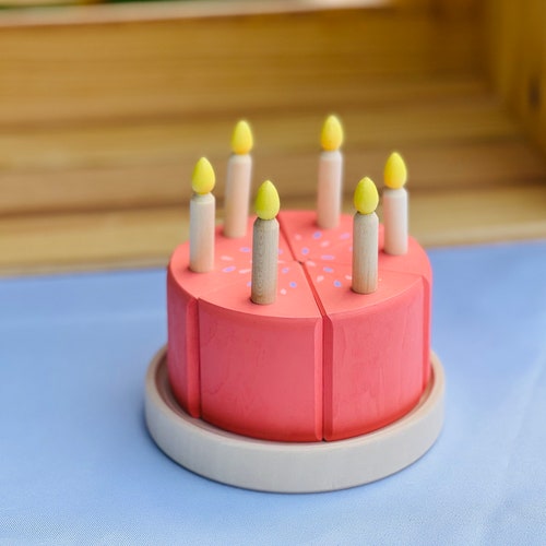 Wooden Birthday Cake Toy Wooden Play Food Etsy