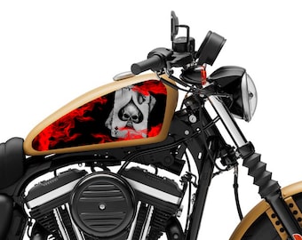 motorcycle tank decal / sticker 2pcs / for HD / gas tank stickers skull flames card