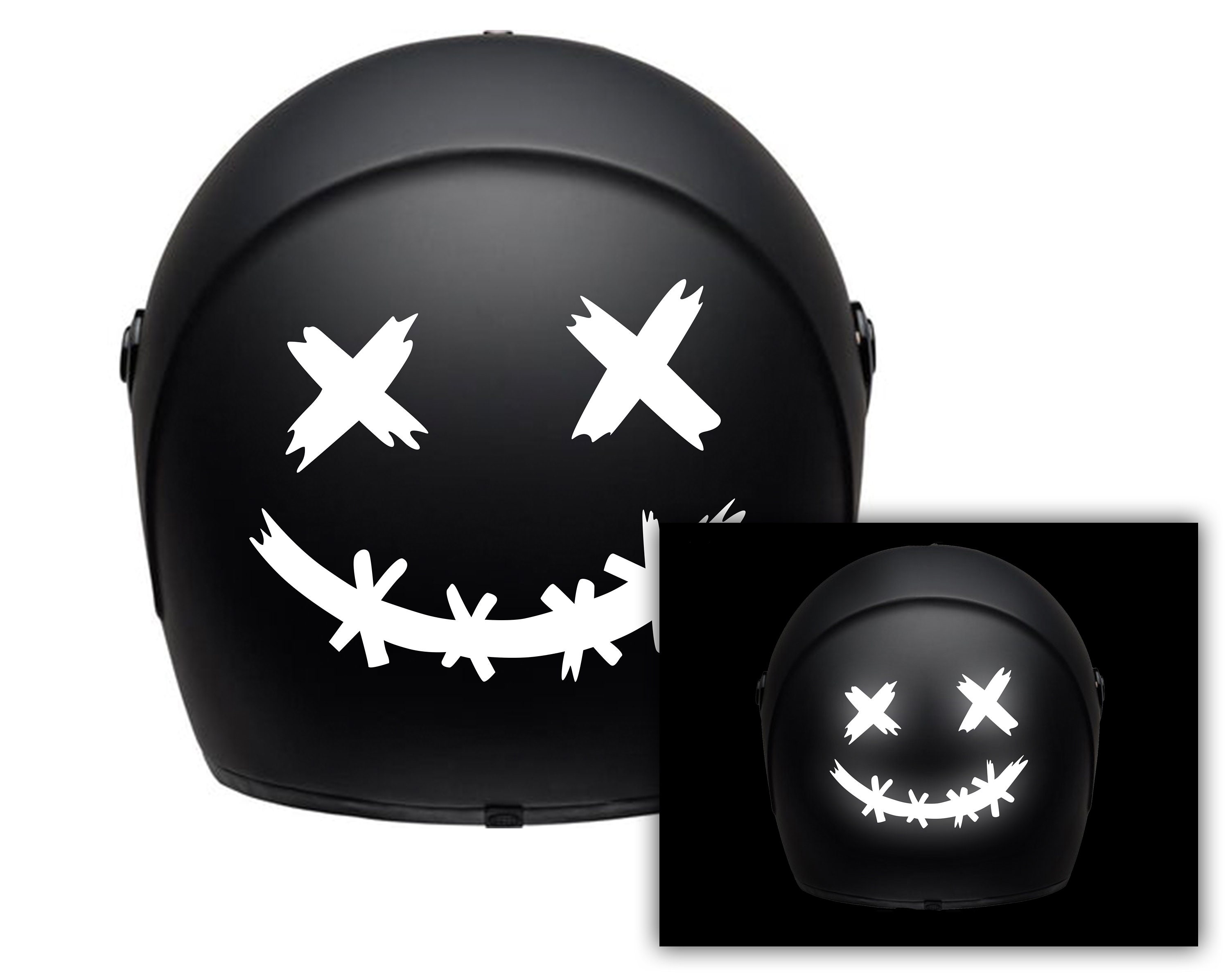 Reflective Helmet Sticker - Evil Eyes - Moto Loot