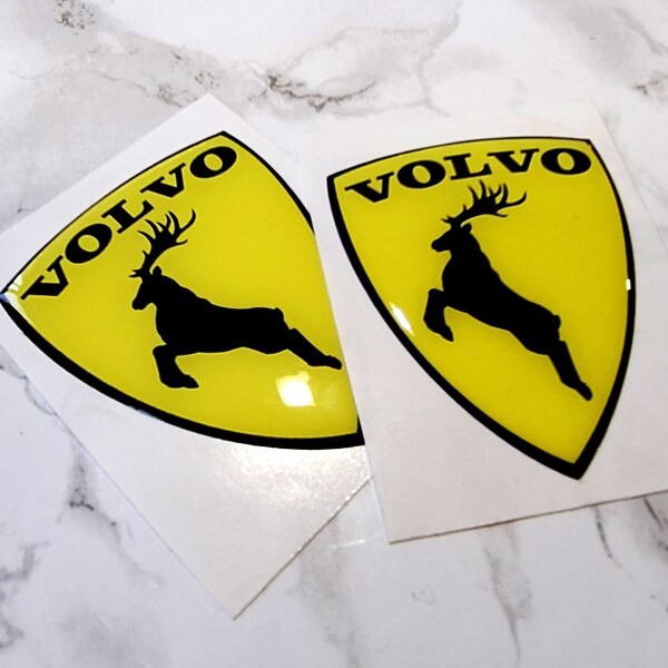 Fits for Volvo car shield Poly Gel Dome Decal 3D elk sticker 2X