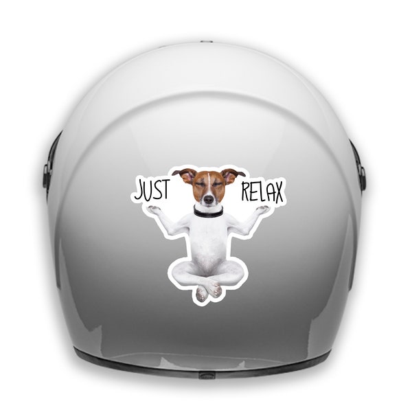Motorcycle helmet sticker / decal / waterproof / just relax / namaste dog