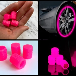 Luminous Tire valve cap for car / motorcycle / bike / glowing valve cover pink 2pcs. / 4 pcs.