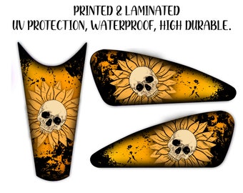 motorcycle tank decal / sticker 3pcs / for HD / gas tank stickers sticker sunflower grange / skull