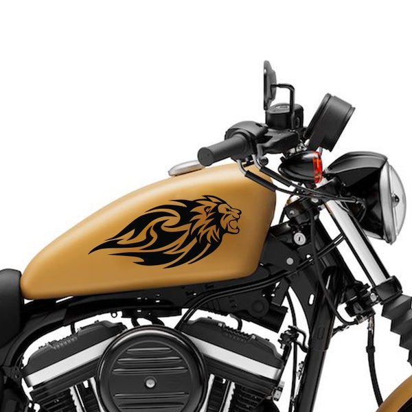 Motorcycle decal gas tank sticker / skin tribal lion vinyl bike decal 2pcs (one sticker for each side).