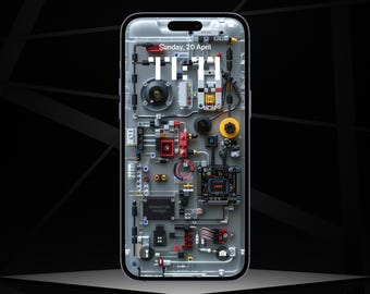 Cyberpunk Internal Structure Phone Wallpaper | Dystopian Digital Art (Digital Download)