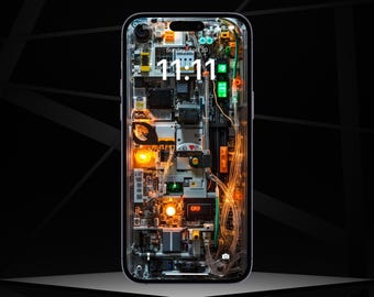 Cyberpunk Internal Structure Mobile Wallpaper | High-Tech Dystopian Art (Digital Download)
