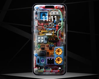 Cyberpunk Internal Structure Phone Wallpaper | High-Tech Dystopian Art (Digital Download)