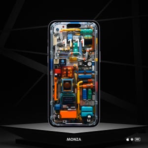 May include: A colorful phone case with a transparent back, revealing a complex internal design of gears, wires, and circuit boards. The phone case has a digital clock displaying "11:11" and the text "Have a nice day".