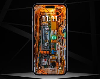 Cyberpunk Internal Structure Phone Wallpaper | Tech Dystopia Art (Digital Download)