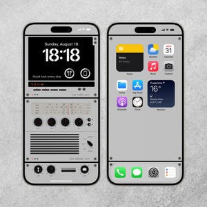 May include: A digital illustration of a smartphone with a gray and black design. The phone screen displays a clock with the time 18:18 and the date Sunday, August 18. The phone also has a digital radio interface with a dial and knobs. The phone screen also displays a grid of app icons, including Notes, Weather, Calendar, Music, Camera, App Store, Podcasts, Clock, and Weather. The phone has a black border and a gray background. The text "MONZA" is displayed at the bottom of the image.