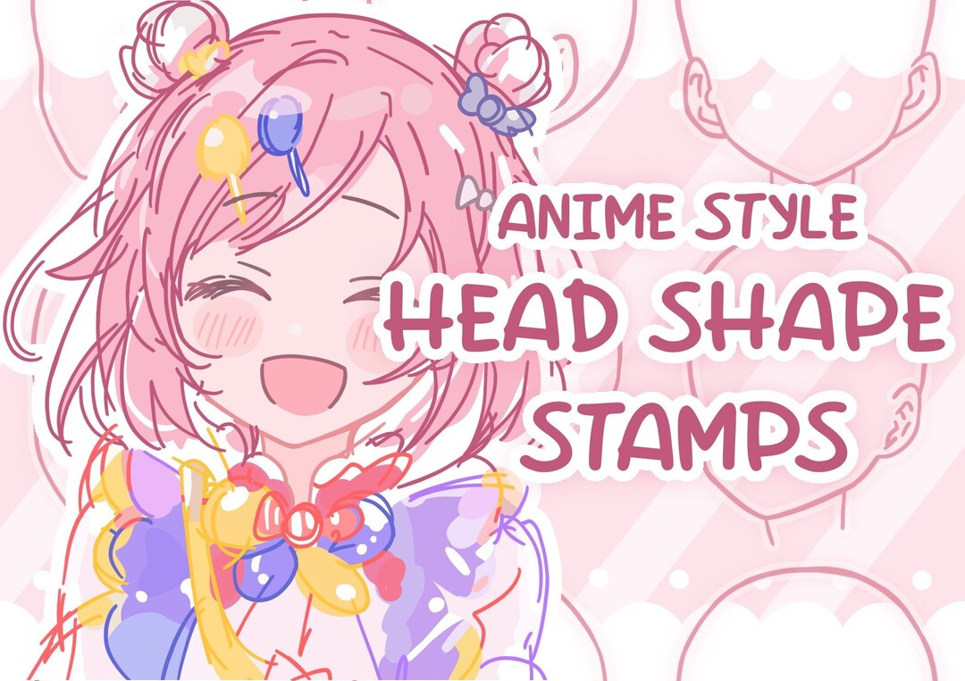Anime Style Head Shape Stamps Procreate Brush Set - Head Guide Stamp ...