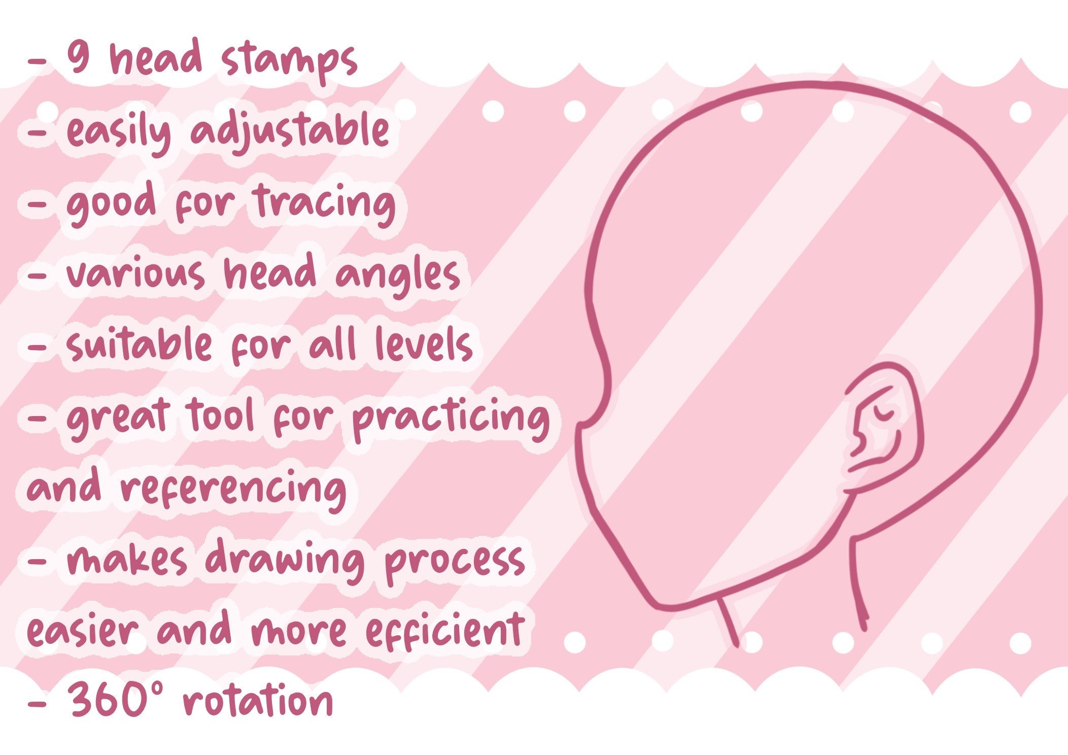 Anime Style Head Shape Stamps Procreate Brush Set - Head Guide Stamp ...