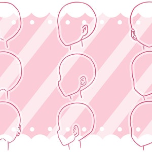 Anime Style Head Shape Stamps Procreate Brush Set - Head Guide Stamp ...