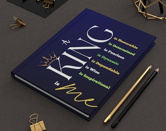 Diario maschile con copertina rigida opaca - Design "A King is Me"