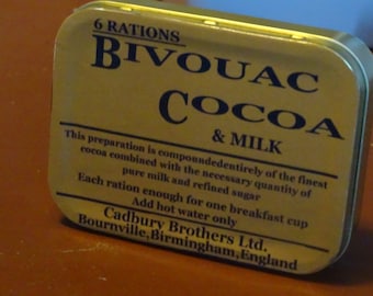 REPRODUCTION Boer War Cocoa Ration tin CONTAINS TWO Cocoa sachets
