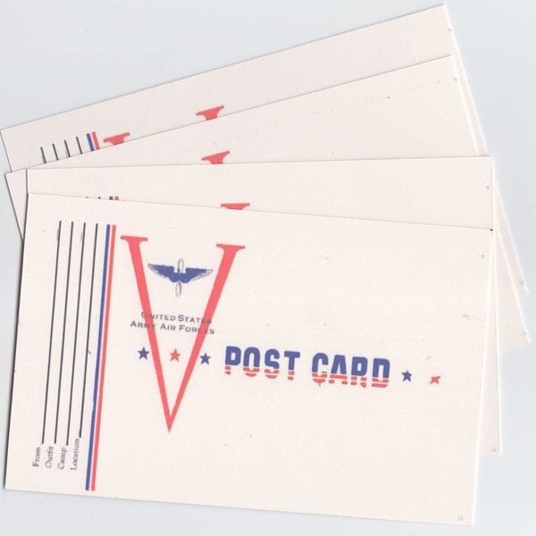 Set van 12 REPRODUCTIE WW2 USA Army Airforce V-Mail postkaarten